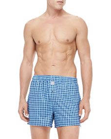 Peter Millar Check Stretch Jersey Boxers, Navy