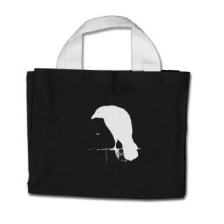 Vintage Raven Silhouette White on Black   Custom Tote Bags