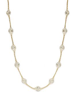 14k Gold Necklace, Metallic Thread Crystal Station Necklace   Necklaces   Jewelry & Watches