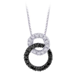 10k White Gold 1/5ct TDW Black and White Diamond Necklace (H, I2 I3) Diamond Necklaces