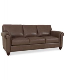 Martha Stewart Collection Leather Sofa, Bradyn 89W x 38D x 38H   Furniture