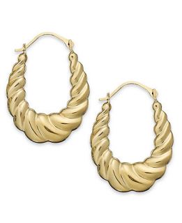 10k Gold Earrings, Oval Swirl Hoop Earrings   Earrings   Jewelry & Watches