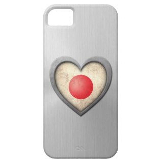 Japanese Heart Flag Stainless Steel Effect iPhone 5 Case
