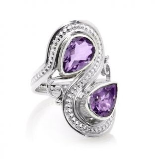 Himalayan Gems™ 3.3ct Amethyst Twin Stone Sterling Silver Ring