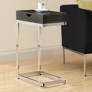 Single drawer Chrome Metal Cappuccino Accent Table Coffee, Sofa & End Tables