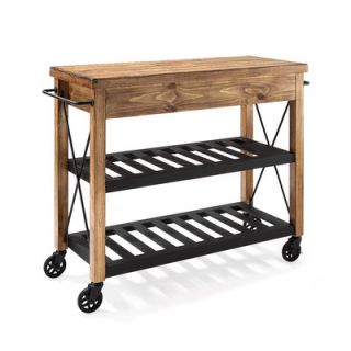 Crosley Roots Rack Kitchen Cart with Wood Top