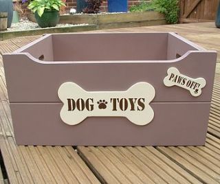 personalised doggy toy box by crafty pup