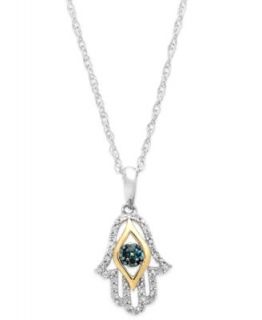 Diamond Necklace, 14k Gold and 14k White Gold Diamond Hand of God Pendant (1/10 ct. t.w.)   Necklaces   Jewelry & Watches