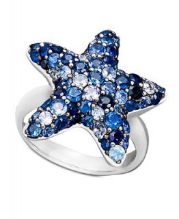 Saph Splash by Effy Collection Sterling Silver Ring, Multicolor Sapphire Pave Starfish Ring (2 3/4 ct. t.w.)   Rings   Jewelry & Watches