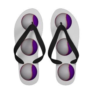 White and Purple Baseball / Softball Flip Flops