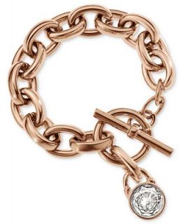 Michael Kors Rose Gold Tone Crystal Padlock Charm Bracelet   Fashion Jewelry   Jewelry & Watches
