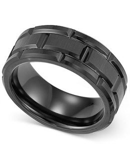 Triton Mens Ring, Black Tungsten 8mm Wedding Band   Rings   Jewelry & Watches