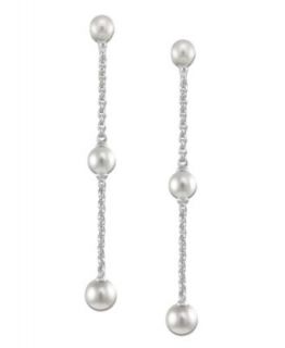 18k Gold over Sterling Silver Earrings, Cultured Freshwater Pearl Triple Drop Earrings (4 9mm)   Earrings   Jewelry & Watches
