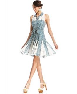 Betsey Johnson Dress, Sleeveless Printed Lace Shirt Dress   Dresses   Women