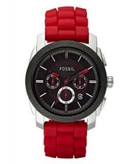 Fossil Mens Chronograph Red Silicone Strap Watch FS4598   Watches   Jewelry & Watches
