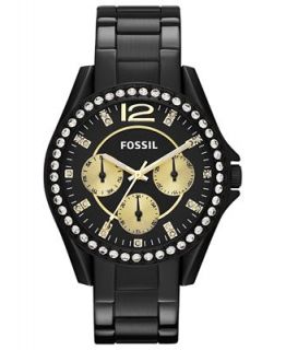 Fossil Womens Riley Black Tone Stainless Steel Bracelet Watch 38mm ES3205   Watches   Jewelry & Watches