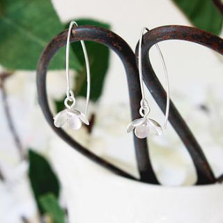 long silver cherry blossom earrings by gabriella casemore jewellery