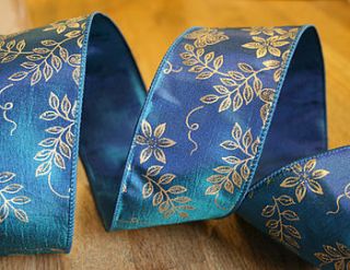 luxury petrol blue wired ribbon 10m by jane means