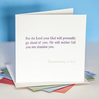 'he will neither fail you' bible verse card by belle photo ltd