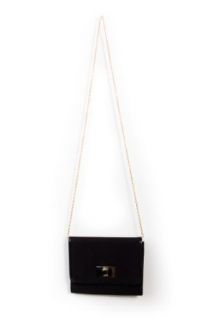 Faux Suede Sturdy Satchel in Black Clothing