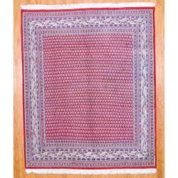 Indo Hand knotted Sarouk Red/ Ivory Wool Rug (6'6 x 8') 5x8   6x9 Rugs