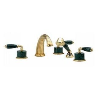 Phylrich K2338FP1_OEB   Valencia Deck Mounted Tub Set W/Hand Shower Green Marble Lever Handles   Tub Filler Faucets  