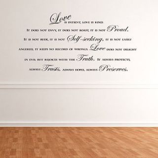 'love is patient love is kind' wall decal by wall decals uk by gem designs