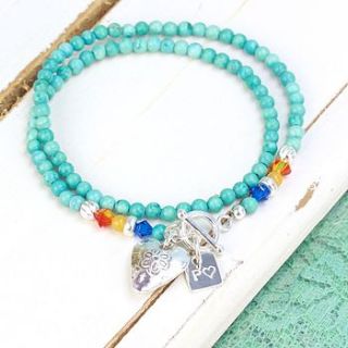 personalised turquoise wrap bracelet by lisa angel