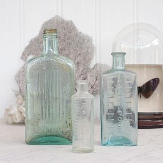 set of three vintage medicine bottles by magpie living