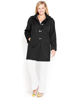 London Fog Plus Size Hooded Clip Front Raincoat   Coats   Women
