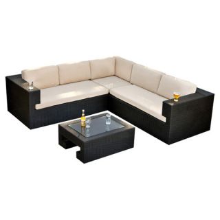 Brooklyn 4 Piece Seating Group in Black with Beige Cushions