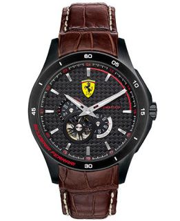 Scuderia Ferrari Watch, Mens Swiss Automatic Gran Premio Brown Calfskin Leather Strap 45mm 830107   Watches   Jewelry & Watches
