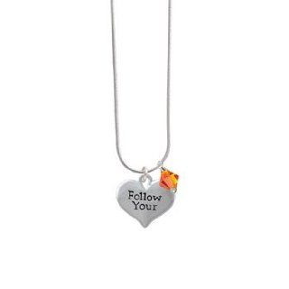 Follow Your Heart Fire Opal Swarovski Bicone Charm Necklace [Jewelry] Pendant Necklaces Jewelry