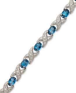 Sterling Silver Bracelet, London Blue Topaz (7 1/2 ct. t.w.) and Diamond Accent XO Bracelet   Bracelets   Jewelry & Watches