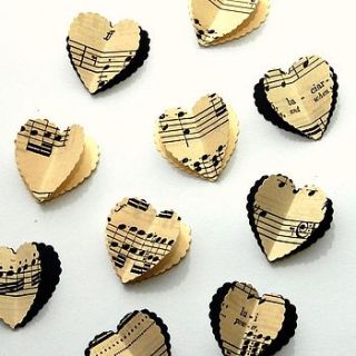 vintage musical 3d heart table confetti by love those prints