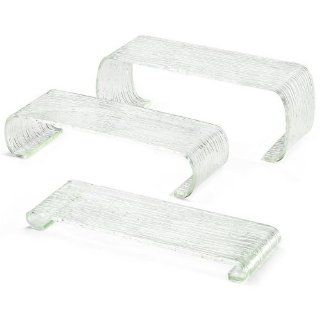 Tablecraft ARC3 Cristal 3 Piece Rectangle Acrylic Riser Set with Curved Legs   1", 3", 5"   Trays