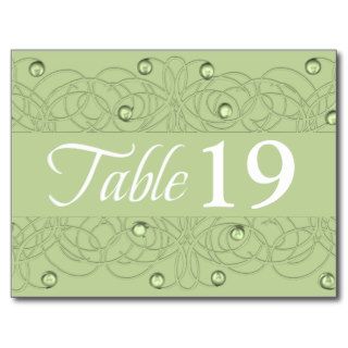 Table Number Lace and Pearl Green Postcards