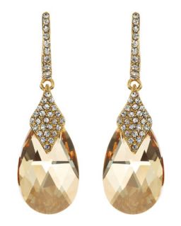 Oval Drop Pave Earrings, Champagne