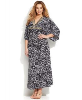 MICHAEL Michael Kors Plus Size Short Sleeve Printed Maxi Dress   Dresses   Plus Sizes