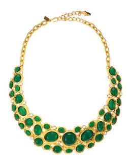 Emerald Cabochon Bib Necklace
