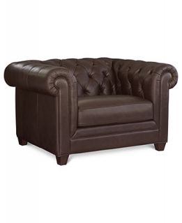 Clyde Leather Living Room Chair, Leather Living Room Chair, 52W x 40D x 31H   Furniture