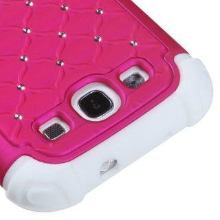 MYBAT ASAMSIIIHPCTDEF208NP Total Defense Dazzling Lattice Design Case for Samsung Galaxy SIII   1 Pack   Retail Packaging   Hot Pink/Solid White Cell Phones & Accessories