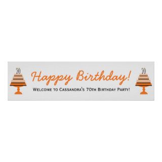 Orange 70th Birthday Cake Party Banner Poster