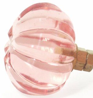 Chic Blush Pink Glass Cabinet Knobs, Drawer Pulls & Handles Set/6 ~ IK206 Blush Pink Tomato Shape Glass Knobs with Brass Hardware for Dresser, Drawers, Cabinets & Vanity   Cabinet And Furniture Knobs  