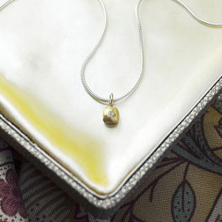 gold nugget and diamond necklace by peculiar vintage