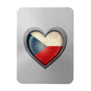 Czech Republic Heart Flag Stainless Steel Effect Rectangular Magnets