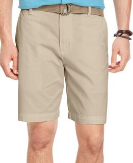 Izod Belted Twill Flat Front Shorts   Shorts   Men