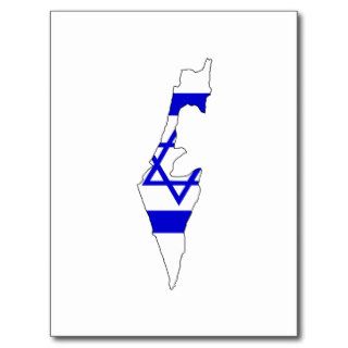 Israel flag map post cards