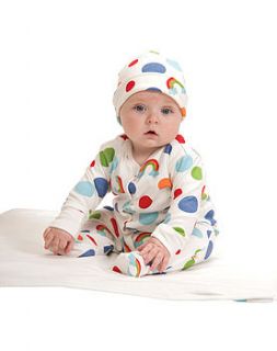 rainbow spot babygrow and hat gift set by lush baby