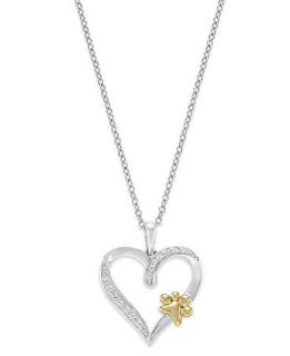 ASPCA Tender Voices Sterling Silver and 10k Gold Plated Necklace, Diamond Accent Paw and Heart Pendant   Necklaces   Jewelry & Watches